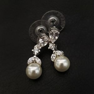 Vieste faux pearl and clear stone earrings